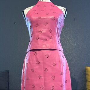 🌸 Worth 100% Leather Skirt & Top Set – Pink Rose – Sizes 0 & 2